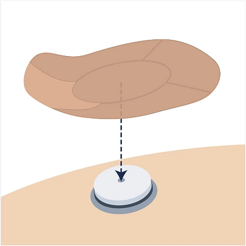 Illustration of a wooden platform with a white base and central support rod on a beige surface.