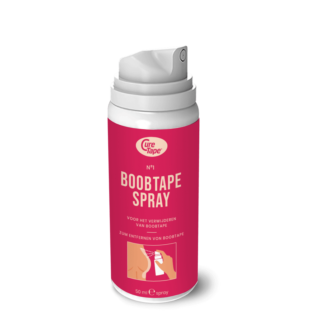 BoobTape Removal Spray with a box – gentle adhesive remover for safe, painless tape removal