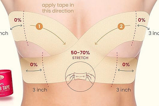 Application of BoobTape for lifting effect