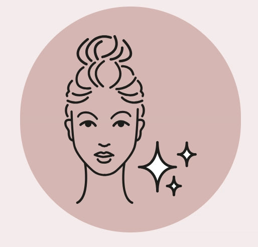 Outline of a woman's face with a stylized hairstyle on a pink background