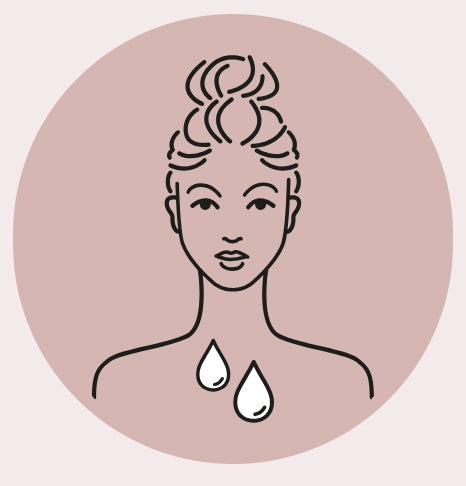 Illustration of a face with two teardrop-shaped objects on a pink background