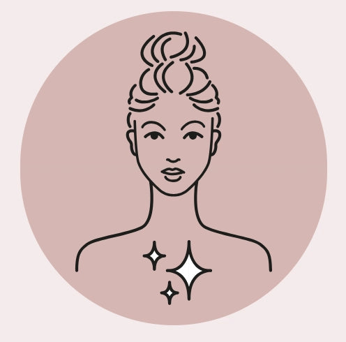 Illustration of a woman's face with stars on a pink background