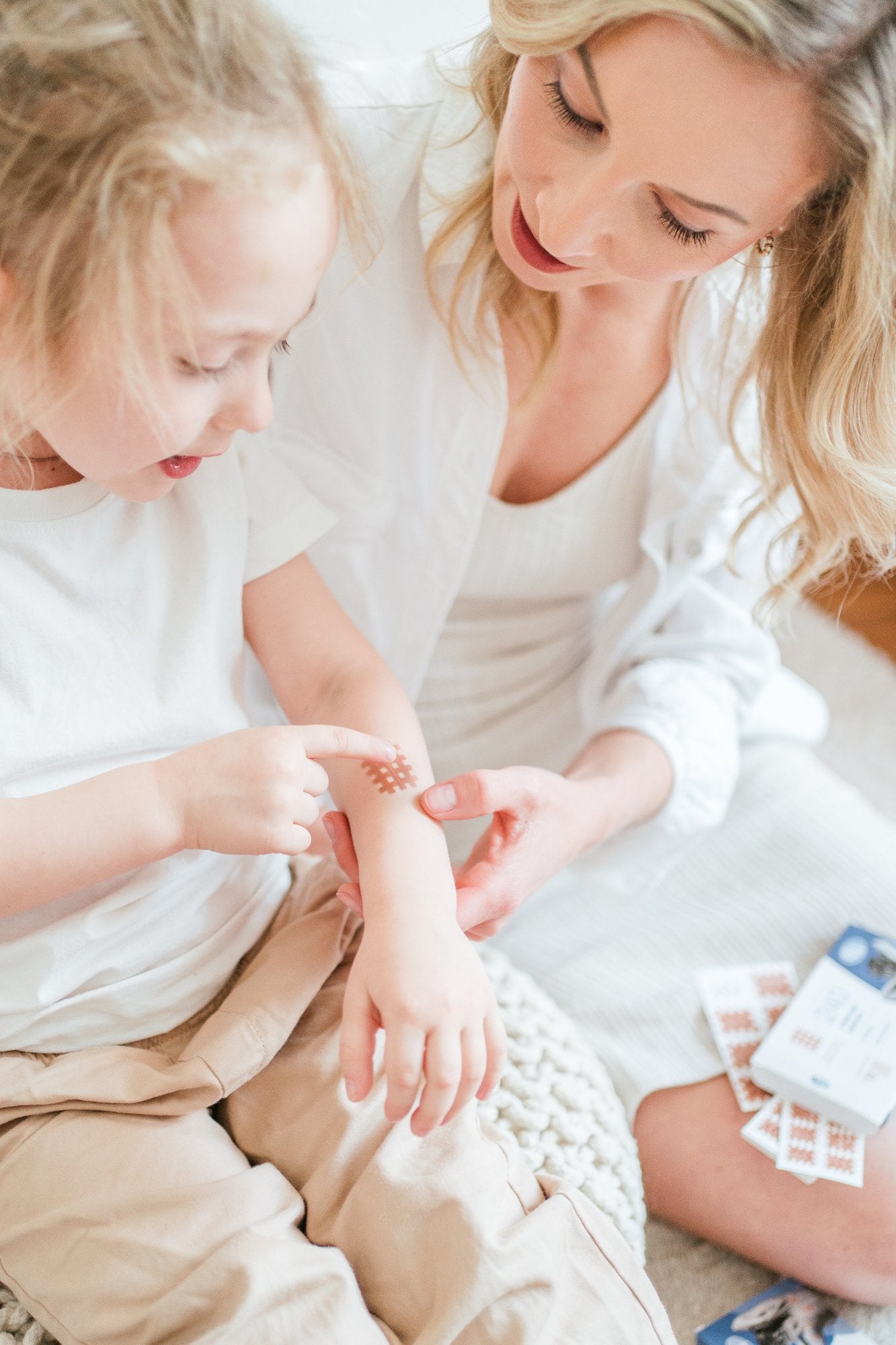 Close-up of facial skin after applying CrossLinq skin patches