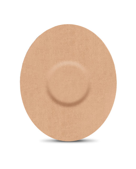 Round beige object on a white background